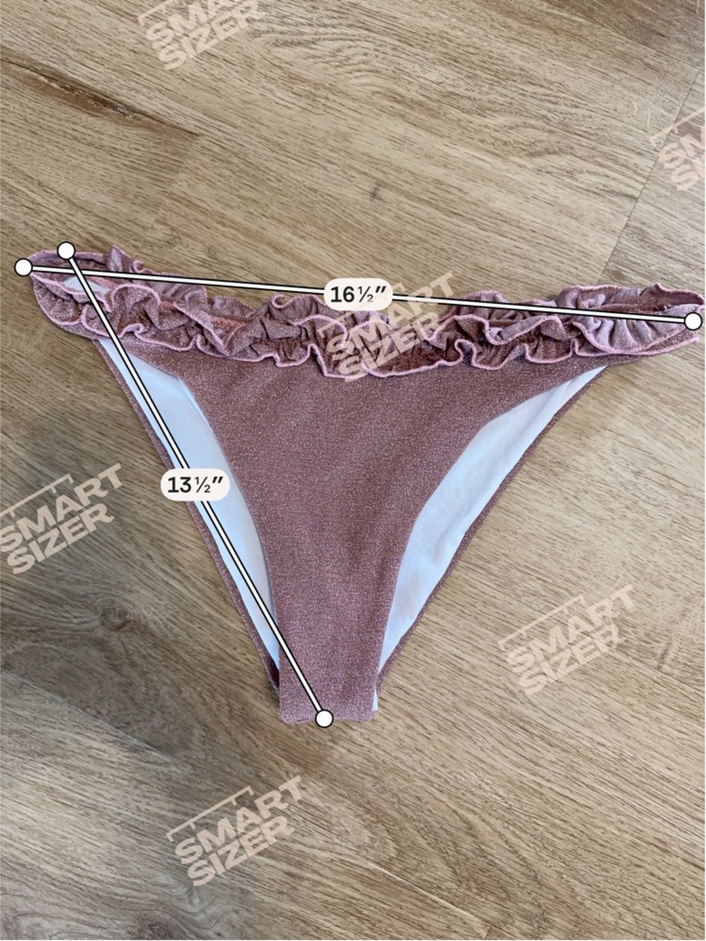 Shimmer Rose Gold Ruffle Bikini Bottom XL Metallic Sparkle High Cut - Picture 9 of 10